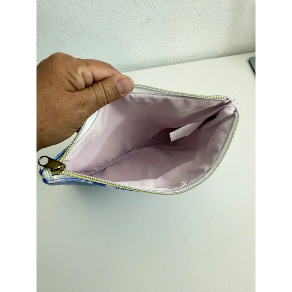 Paper Source‎ Blue Purple Marble Swirl Zipper Pouch PU Leather Makeup Travel Bag